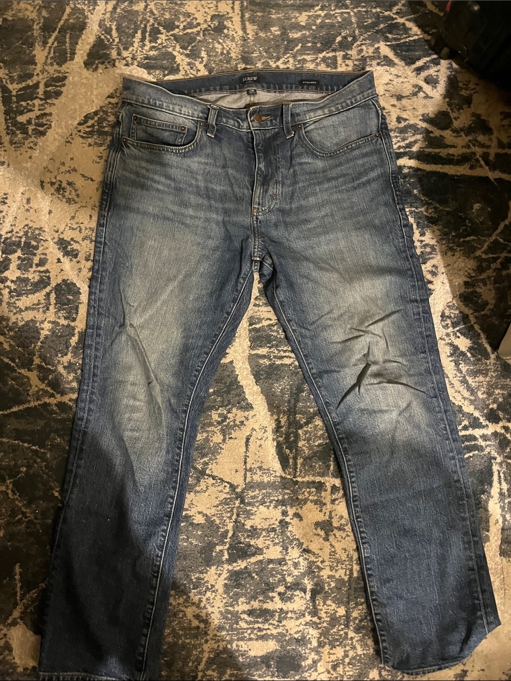 J. Crew Factory Men's Washed Blue Straight Jeans